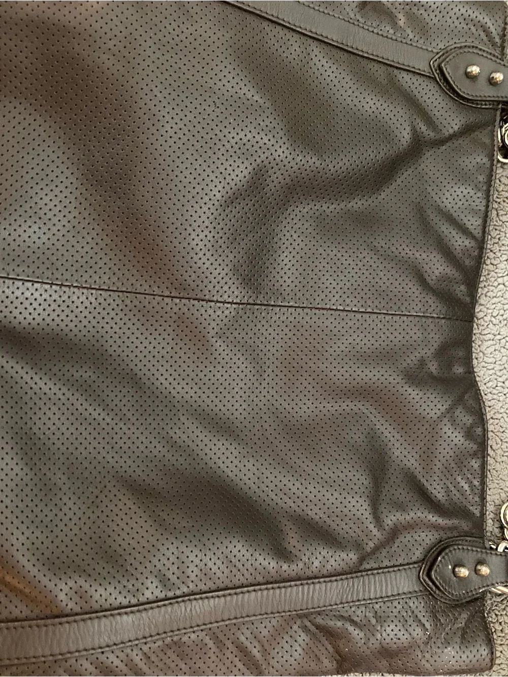 Donald J. Pliner Perforated Leather Messenger Bag - Dark Brown